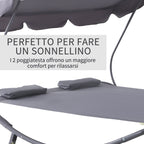 Outdoor Serenity: Double Sunbed with Adjustable Parasol for Garden, Patio, and Outdoor Spaces (200x175x134cm, Gray) - Borge' Group Limited