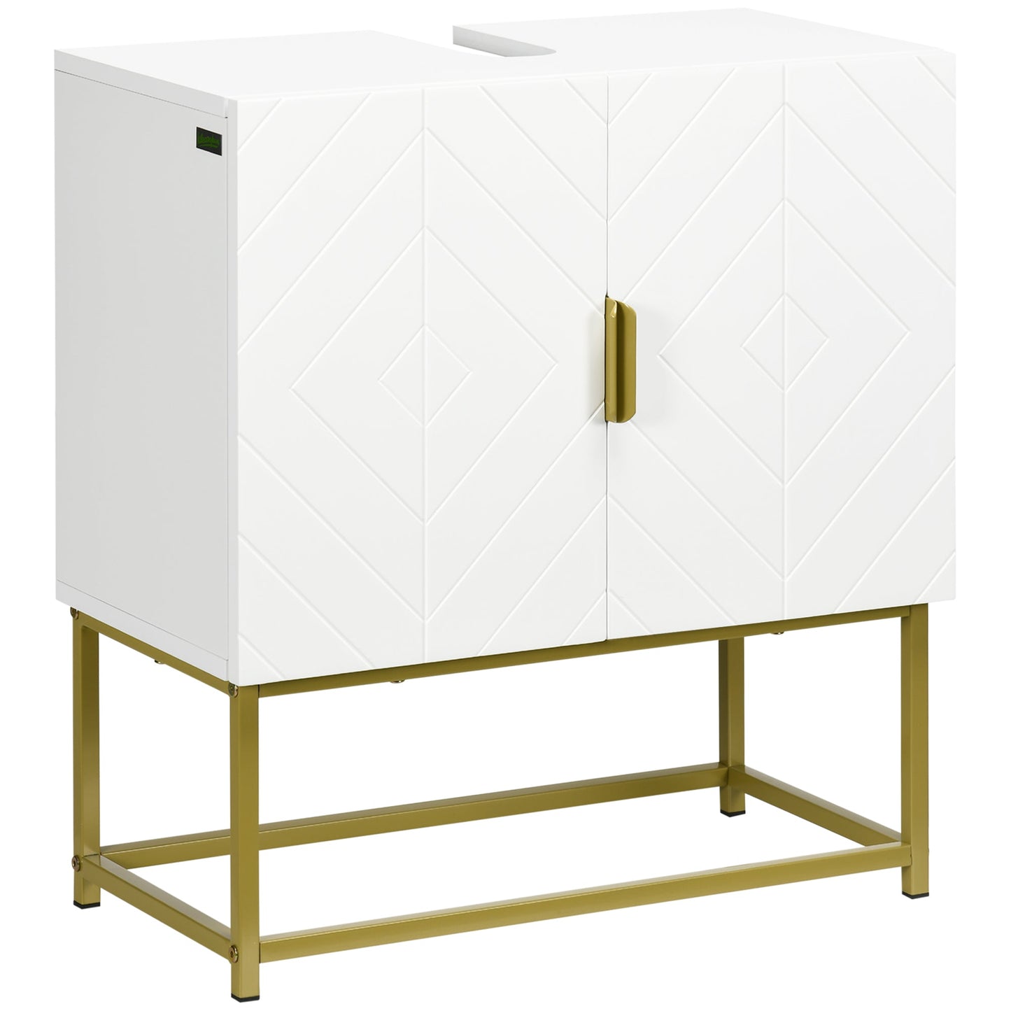 White and Gold Bathroom Sink Vanity | 60x30x65cm - Borgè