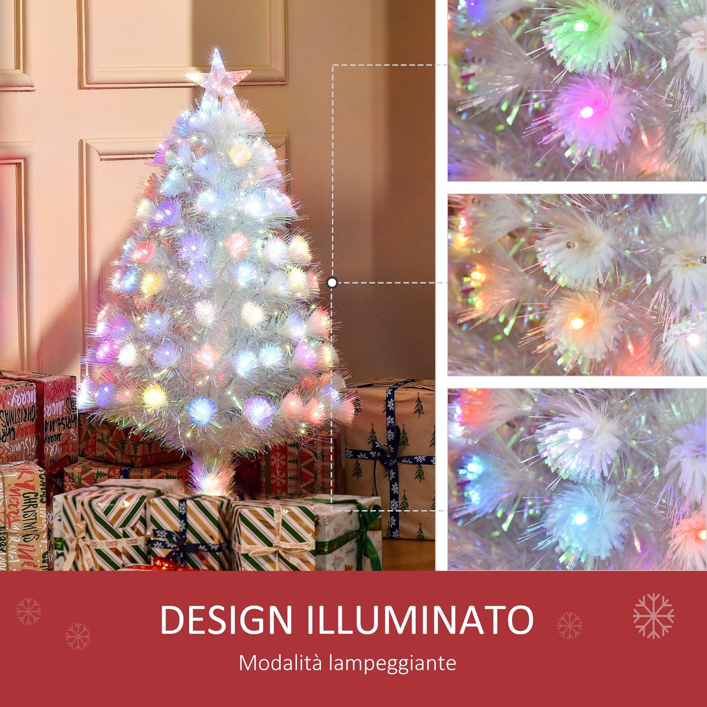 White Christmas Tree with Colored LED lights | 90cm - Borgè