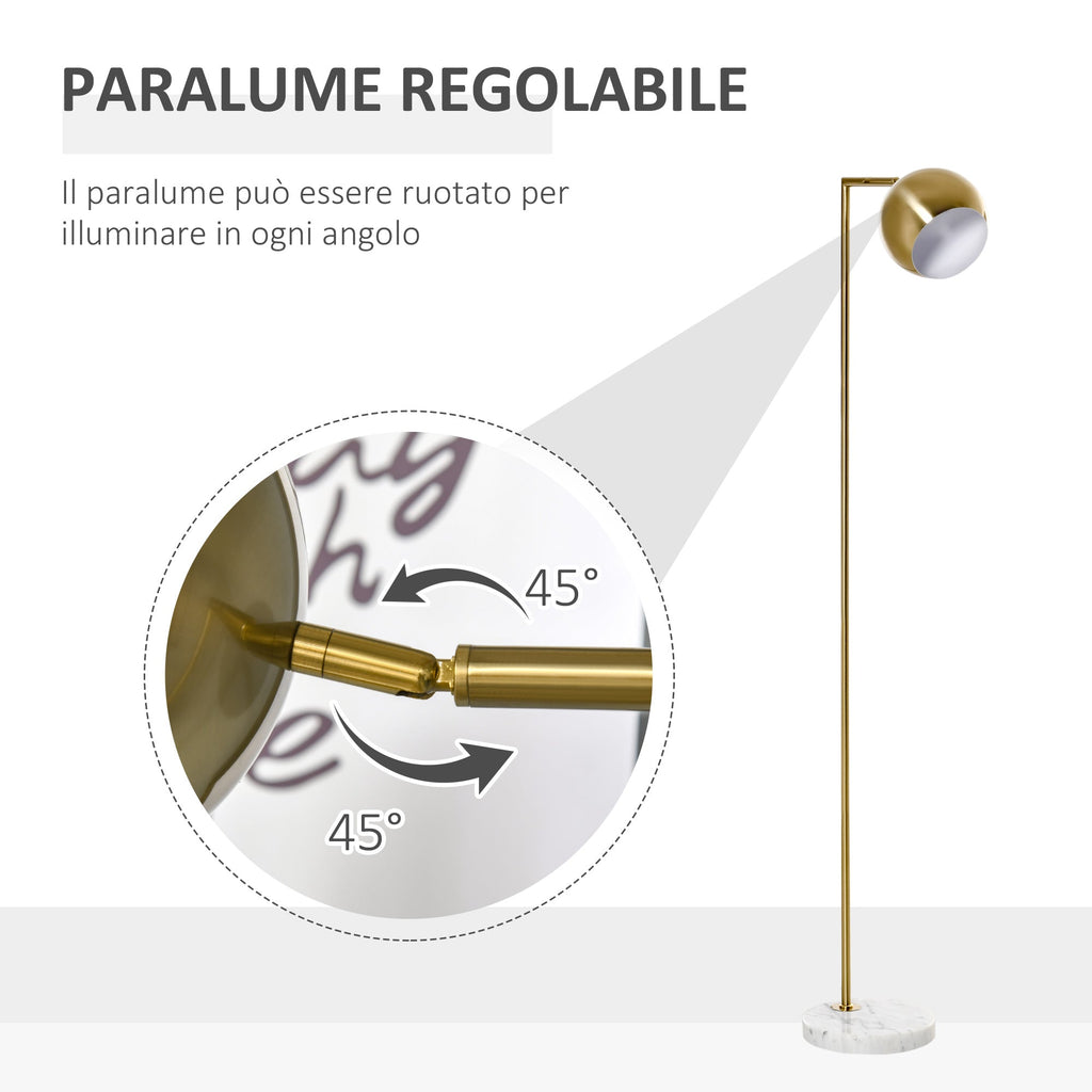 Modern Land Lamp on Round Plan and Adjustable lampshade and Vintage Living Room - Gold - Borgè