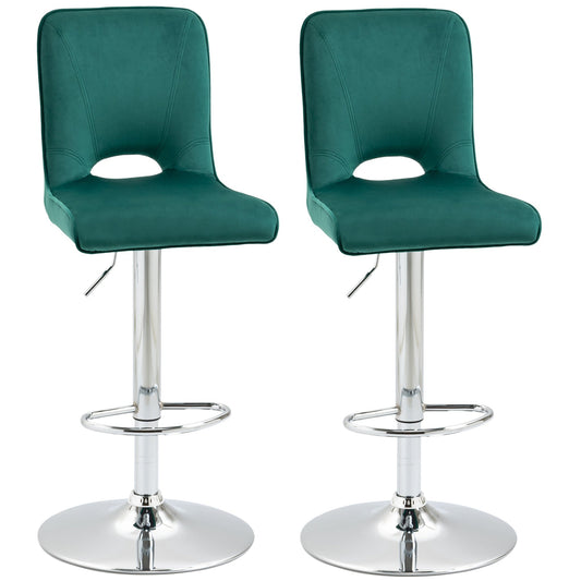 set 2 adjustable and swivel height stools in fabric - green - Borgè