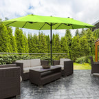Double Garden Umbrella with Crank Opening, in Steel and Polyester, 460x270x240 cm, Light Green - Borge' Group Limited