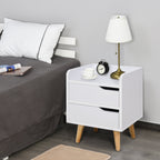 bedside table with modern white design with drawers and wooden feet - Borgè