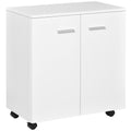 wooden cabinet with wheels and 2 doors 60x35x65cm white - Borgè