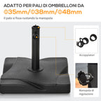 20kg Plastic Umbrella Base for 32-38-48mm Poles, 41.5x41.5x35cm - Borge' Group Limited