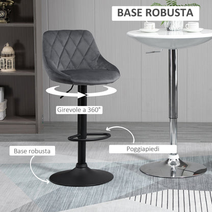 Set 2 swivel design bar stools with adjustable height - dark Grey/black - Borgè