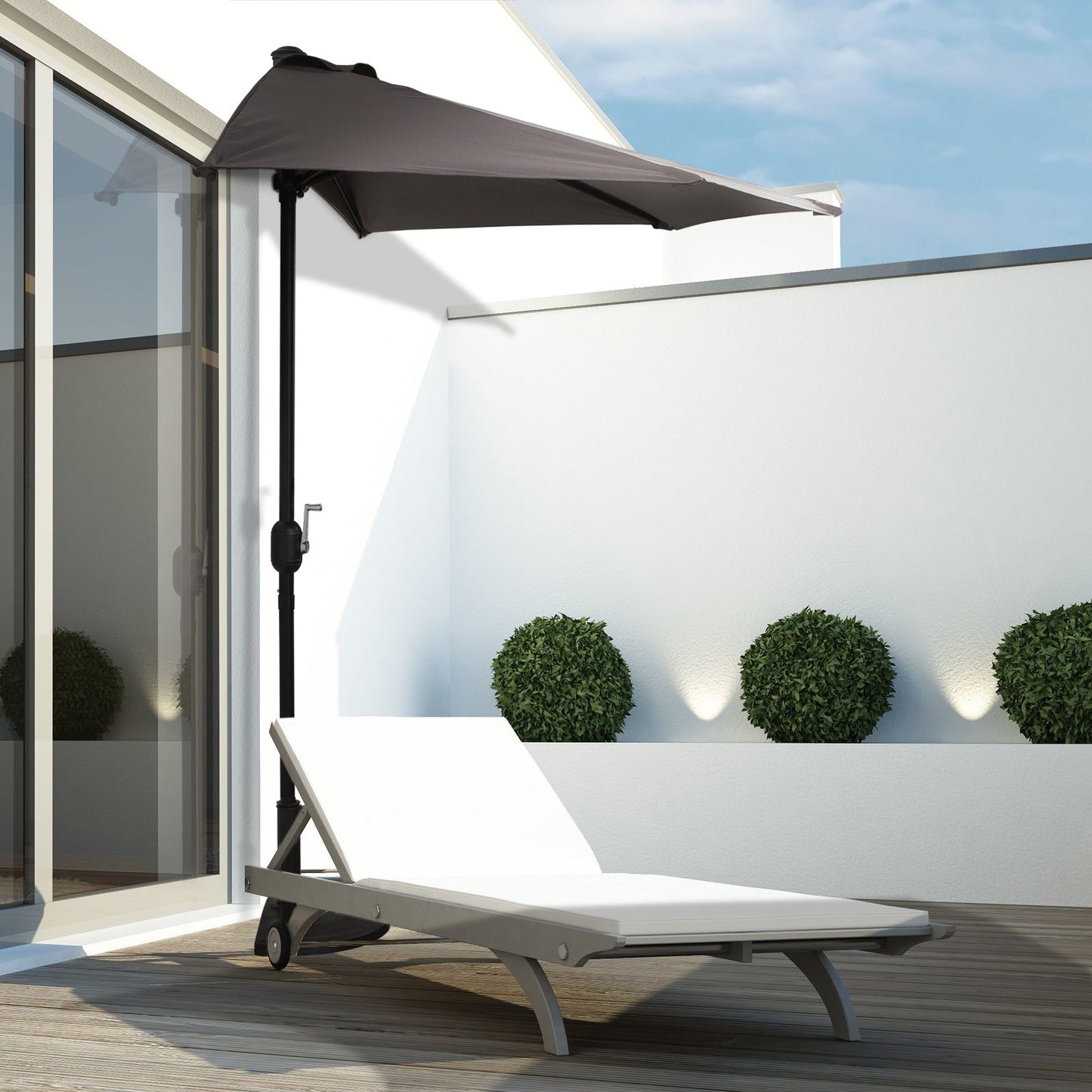 Outsunny wall umbrella for outdoor outdoor polyester anti -UV 269x138x236cm Grey - Borgè