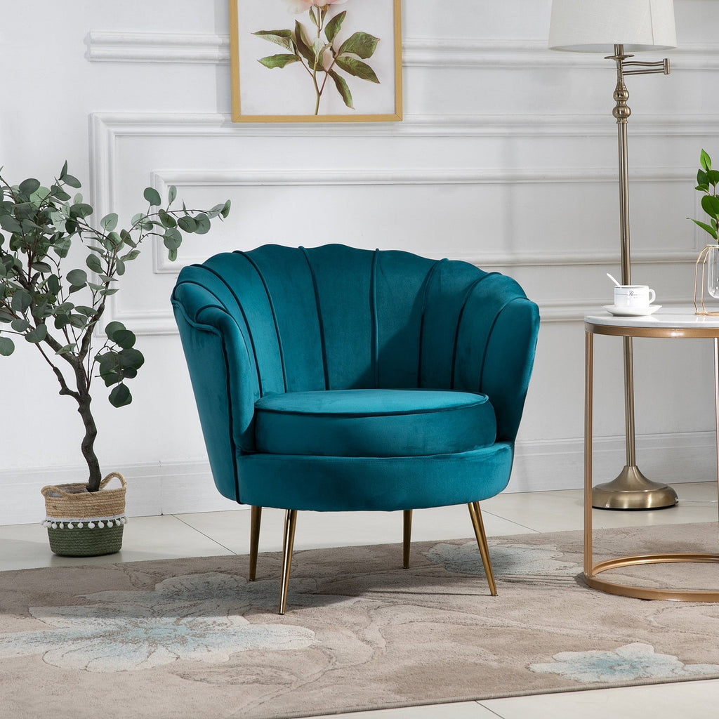 Vintage Style Design Poach Padded Velvet, 79x77x77cm, Oil green - Borgè