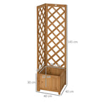 Brown Fir Wood Garden Planter with Trellis for Climbing Plants and Decorations, 40x40x145 cm - Borge' Group Limited