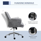 Ergonomic Office Chair Vesting Ergonomic Height Adjustable Microfiber coating, 67x69x92-102cm, clear Grey - Borgè