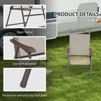 Outsunny set 2 Garden folding chairs with armrests and session in breathable fabric, brown - Borgè