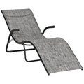 Ergonomic Folding Outdoor Sun Lounger in Metal and Mesh Fabric, 170x62x68cm, Grey - Borge' Group Limited