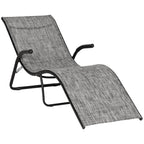 Ergonomic Folding Outdoor Sun Lounger in Metal and Mesh Fabric, 170x62x68cm, Grey - Borge' Group Limited