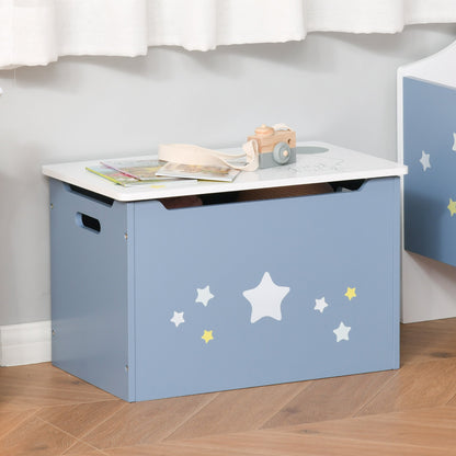 Store Bench zblue with white stars wooden bench with storage space for childrens room - Borgè