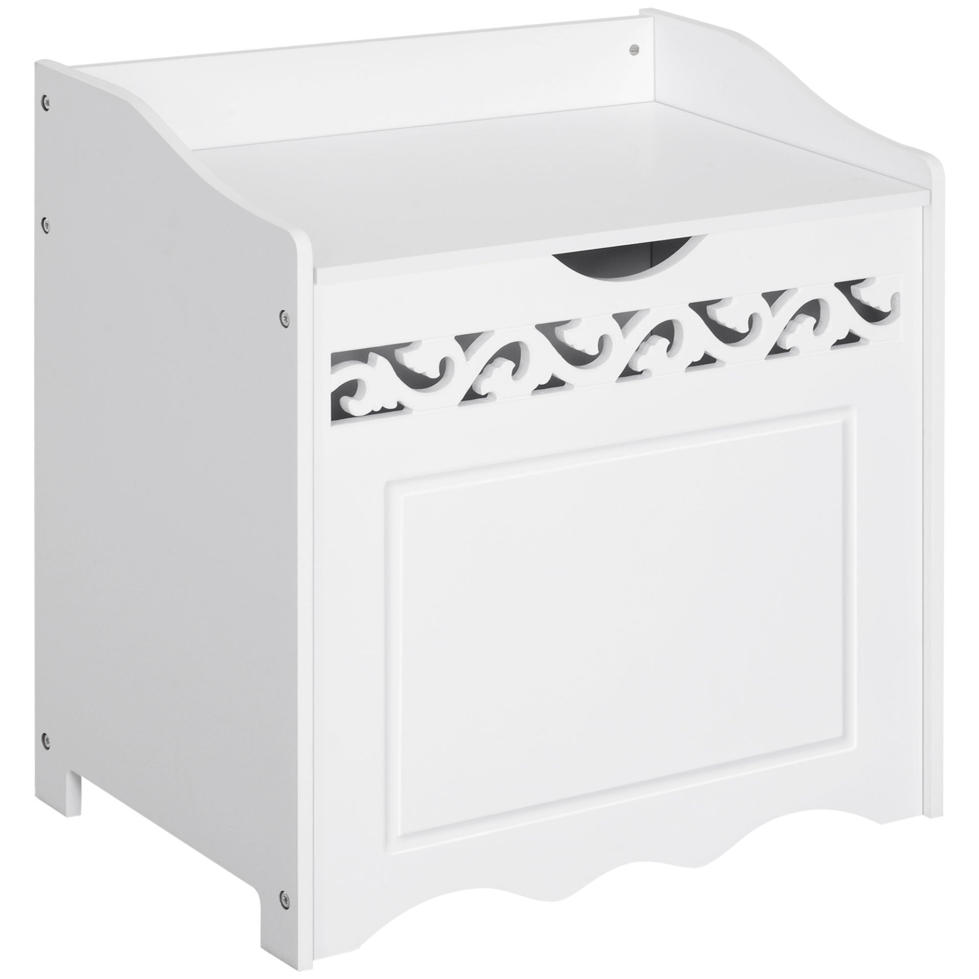 Wooden Wooden Cabinet with White with carved decoration 55 x 34 x 58 cm - Borgè