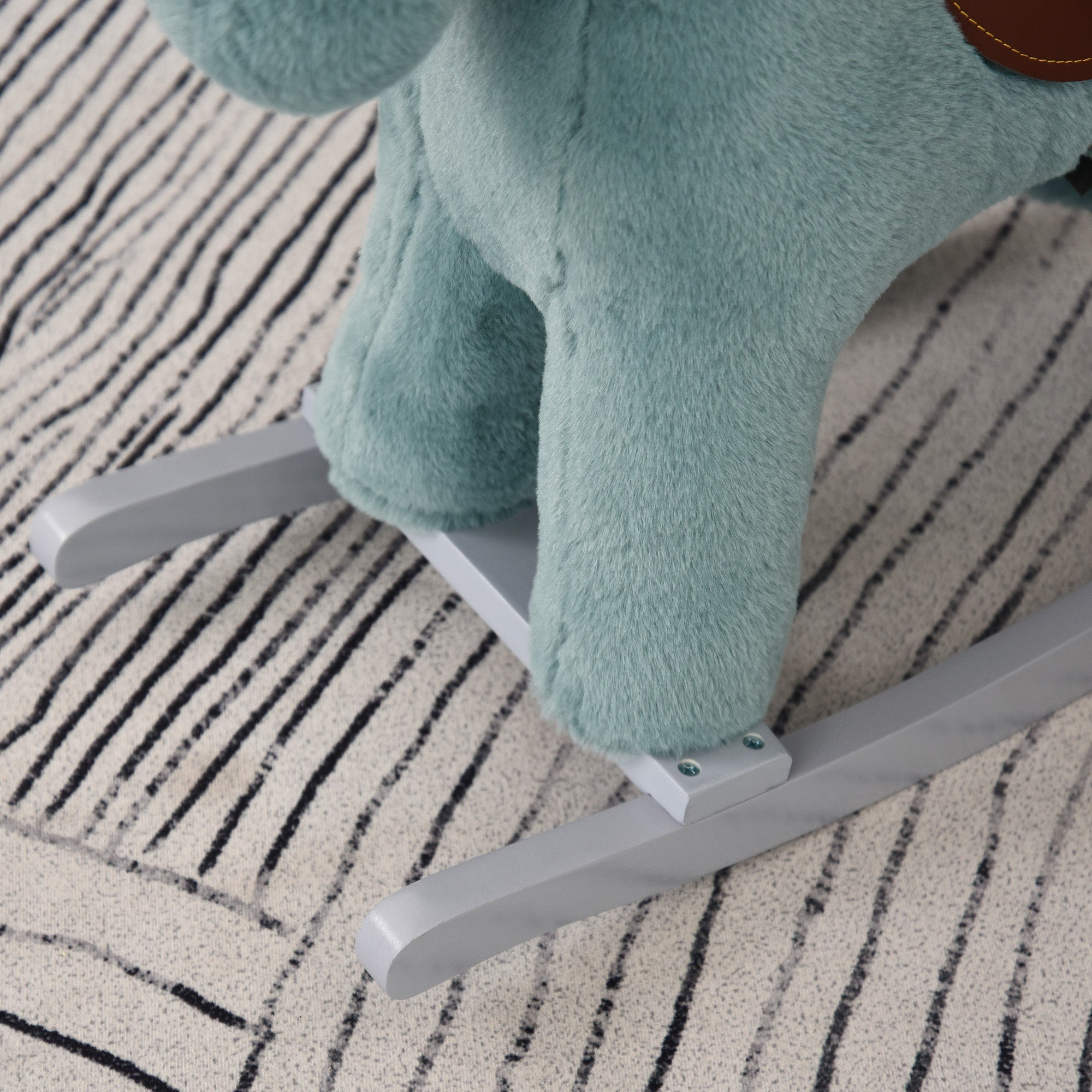 Homcom Cavallo with plush and wood with sounds and bears included, for children of 18-36 months, 65x26x55cm, blue - Borgè