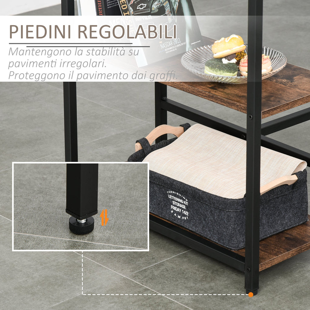 RUSTIC Bar with 2 Stools set | Shelf in Metal and Rustic Brown Wood - Borgè