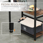 RUSTIC Bar with 2 Stools set | Shelf in Metal and Rustic Brown Wood - Borgè