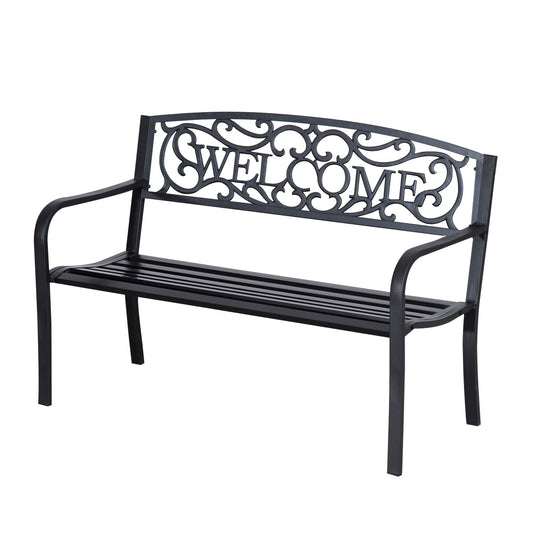 Outsunny Garden bench in black metal vintage design - Borgè