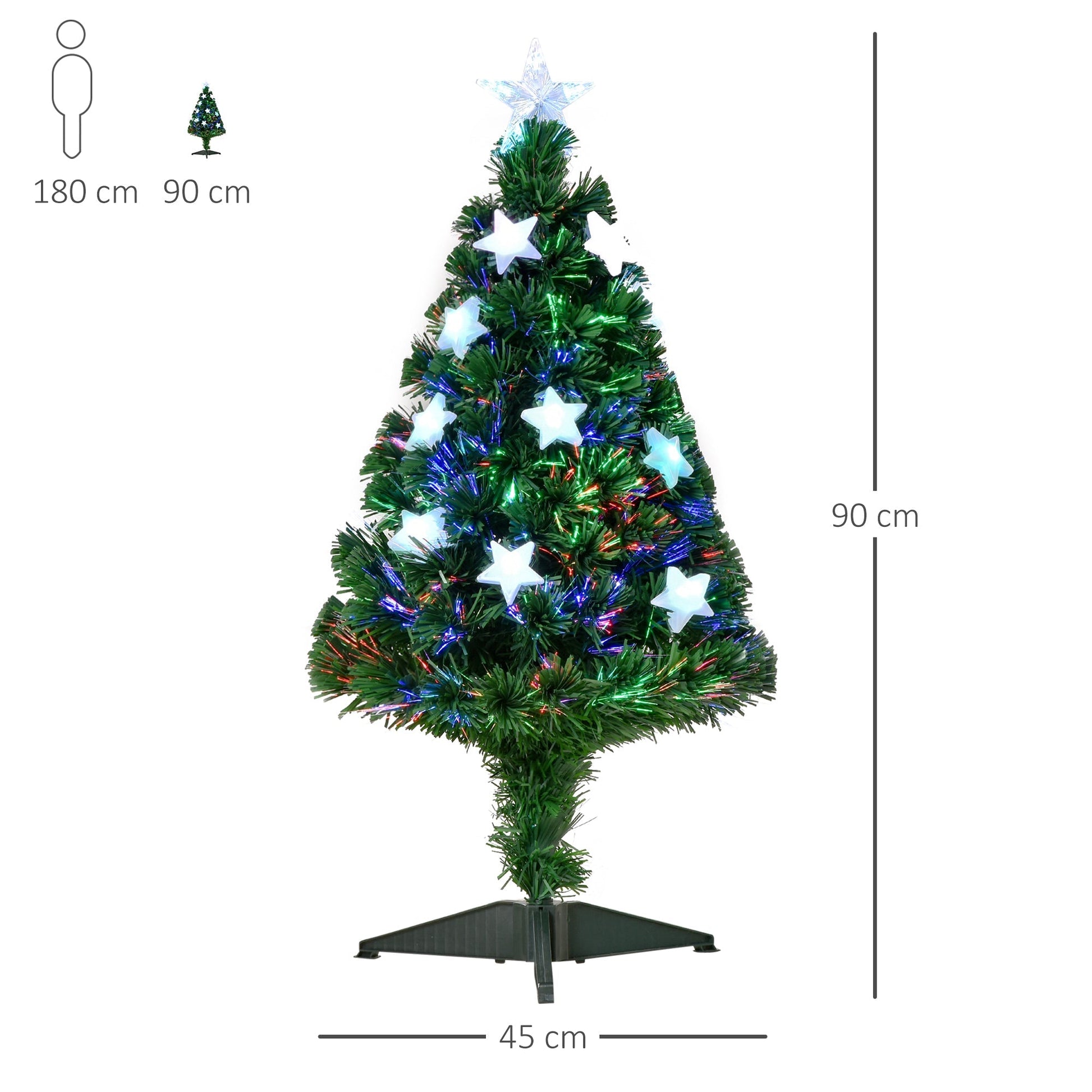 Christmas tree 90cm with 90 pvc branches and optical fiber with 12 LEDs - Borgè