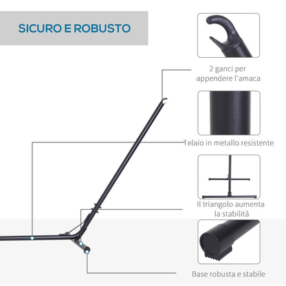Outsunny support support structure for adjustable hammock Max capacity. 120kg 313-388x109x116cm black
