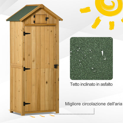 Outsunny garden shed holder in waterproof wooden tools, 77x54.2x179cm - yellow - Borgè