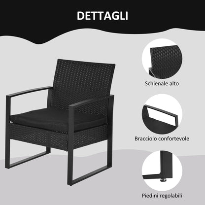 MARLO | Outdoor Furniture Balcony Set, Table and 2 Chairs with Cushions - Borgè