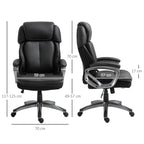 Ergonomic office armchair with headrest, adjustable height and swing, swivel chair with wheels, 68x76x117-125cm, black - Borgè