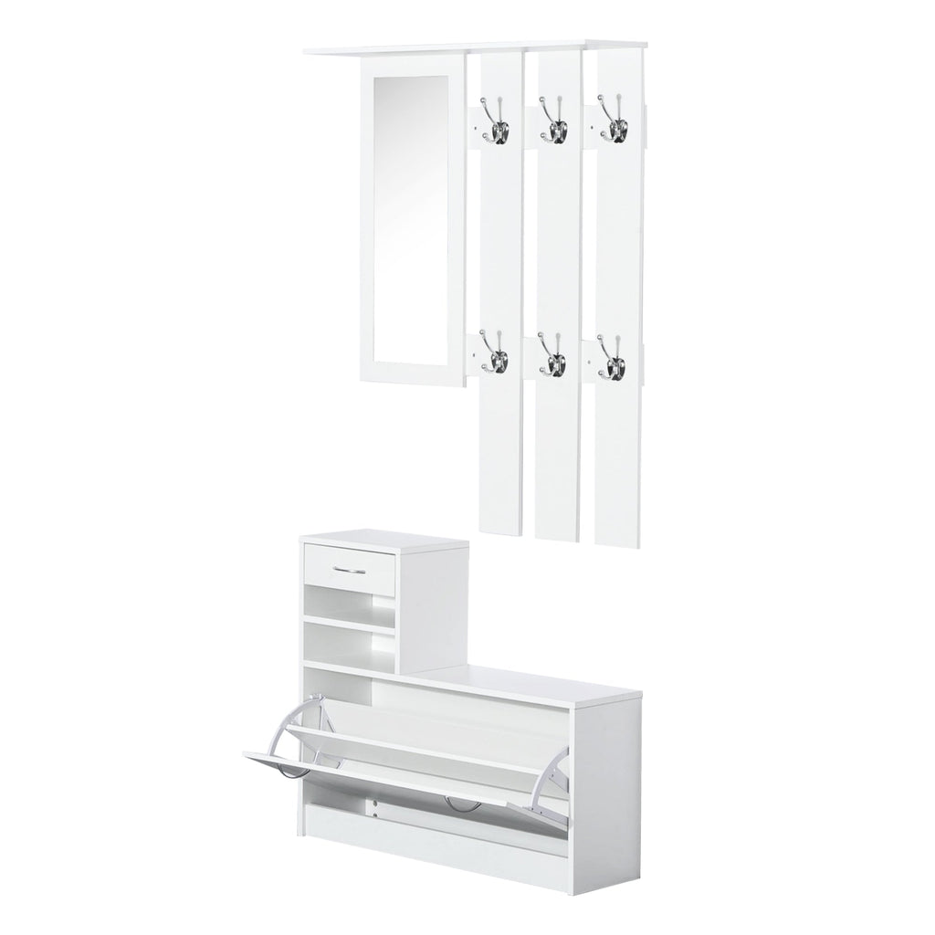 Homcom Modern Entry Mobile Wardrobe Set AppendaBiti, Mirror and Scarp 3 in 1, in white wood - Borgè