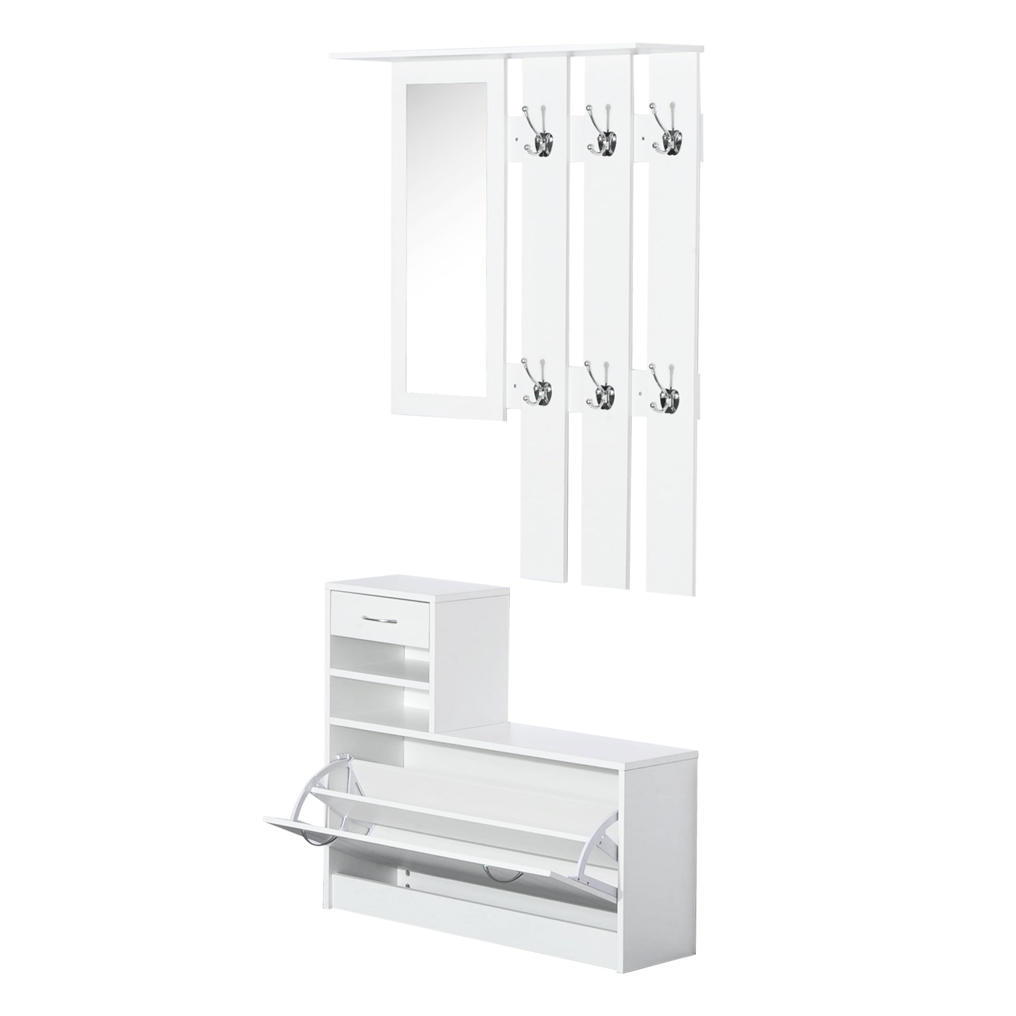 Homcom Modern Entry Mobile Wardrobe Set AppendaBiti, Mirror and Scarp 3 in 1, in white wood - Borgè