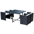 5-Piece Garden Furniture Set, Rectangle Dining Table and 4 Chairs with Matching Cushions, Black, 109x109x72 cm - Borge' Group Limited