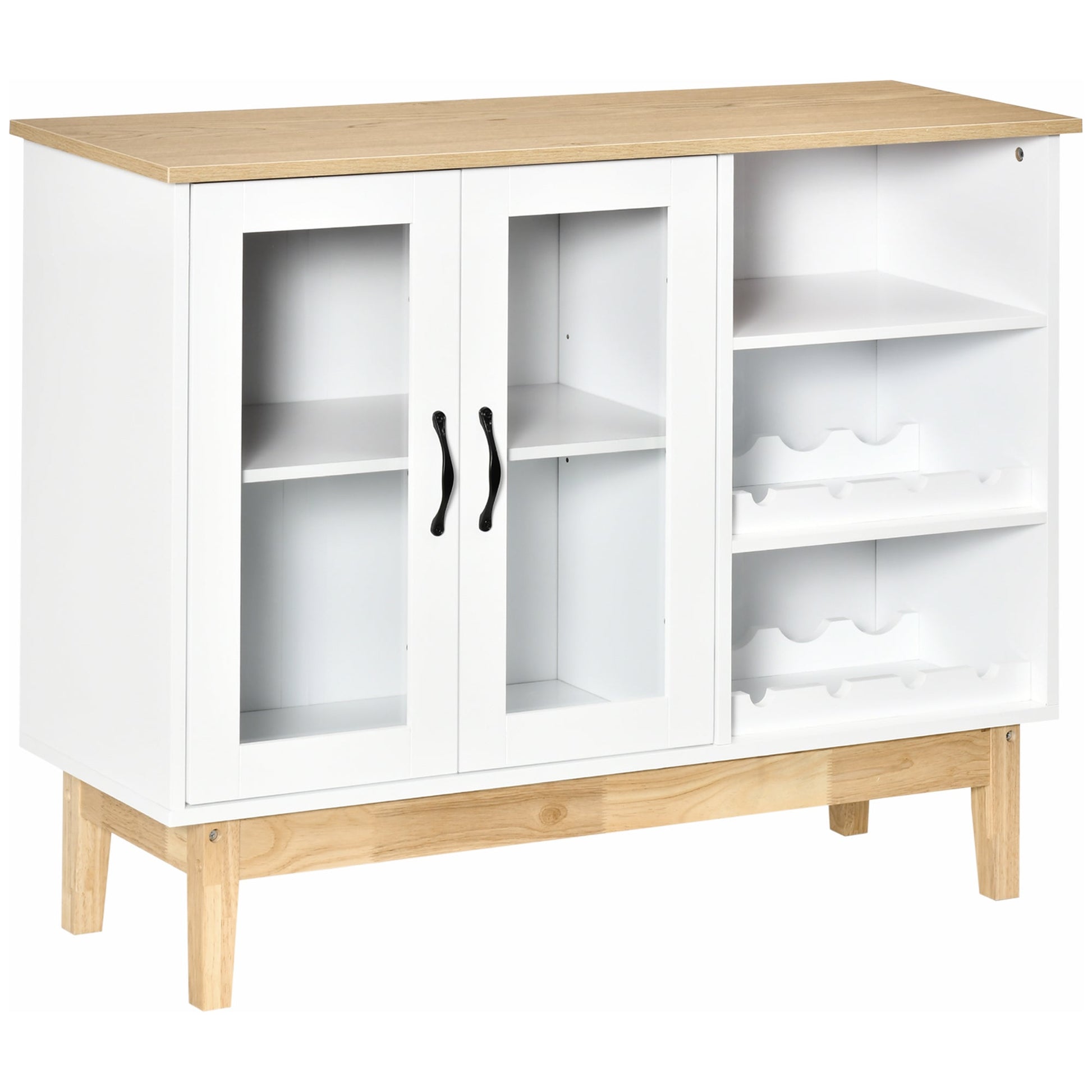 Modern Credenza with 3 shelves in MDF and chipboard 103x34x80cm White - Borgè