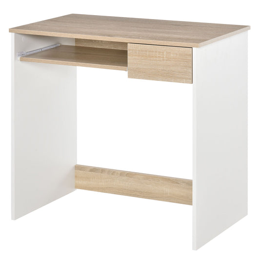 Desk for PC with keyboard shelf, oak white - Borgè