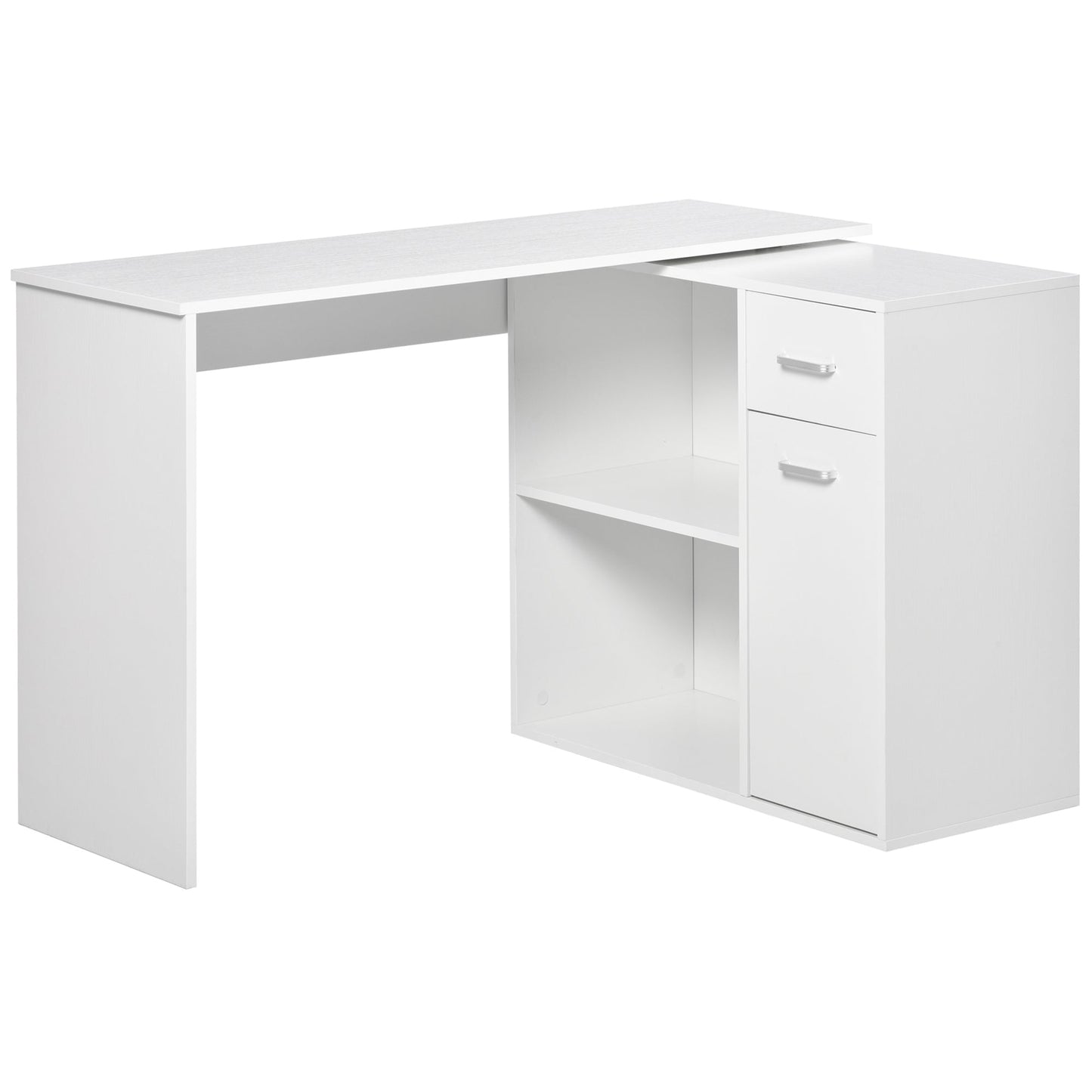 Corner Desk / Standard Desk with removable drawers and 360 ° White Shelf - Borgè