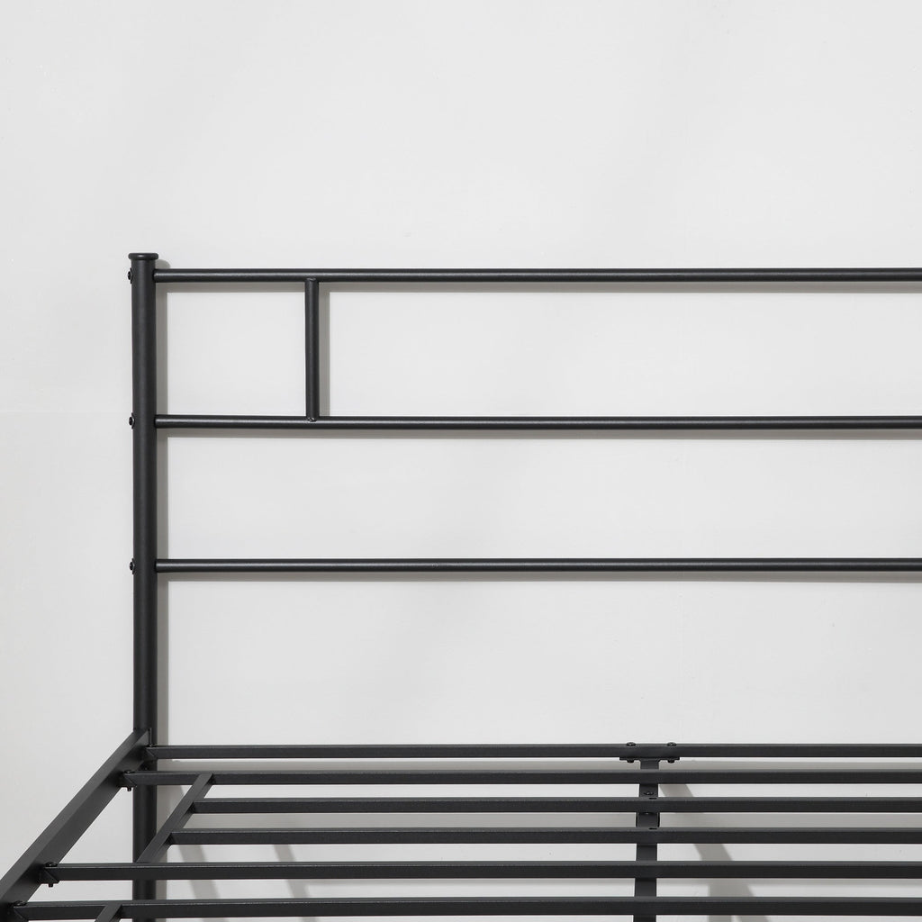 Black Double Bed in Metal/Steel | 160x200cm with Slats, headboard and footboard - Borgè