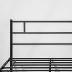 Black Double Bed in Metal/Steel | 160x200cm with Slats, headboard and footboard - Borgè