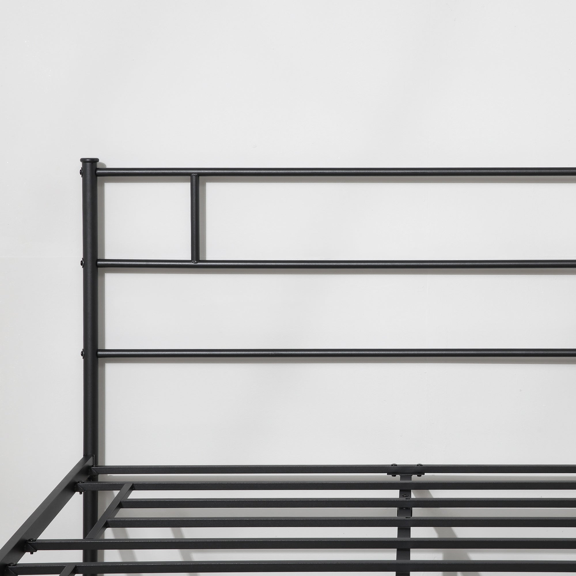 Black Double Bed in Metal/Steel | 160x200cm with Slats, headboard and footboard - Borgè