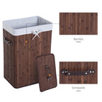 Elegant Bamboo Cane with Lid & Removable Fabric Bag, 40x30x60cm - Brown - Borgè