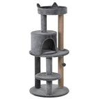 Cat Tree for cats with Scratch Pole 1-2 cats of 4.5kg with 3 levels Grey 48x48x104cm - Borge' Group Limited