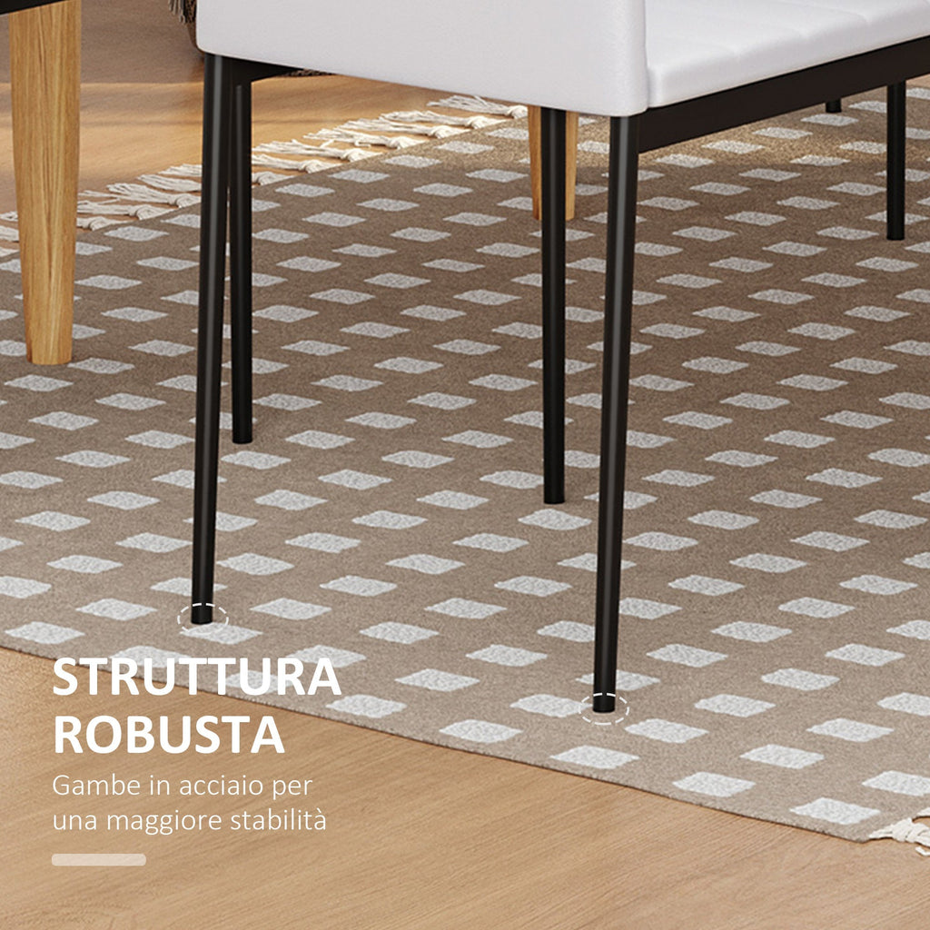 Homcom Set 4 Padded Modern Style Chairs in Metal and Fabric - White - Borgè