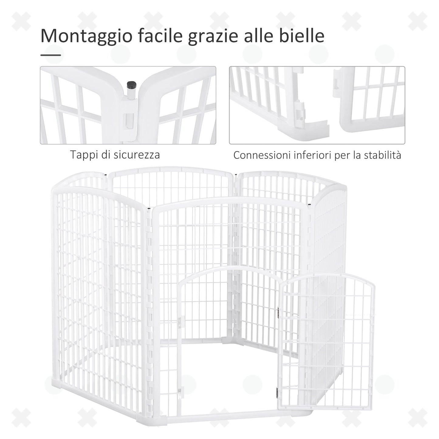 Pawhut Fence for Dogs For Pets 6 Panels 65 x 95 cm resistant plastic - Borgè