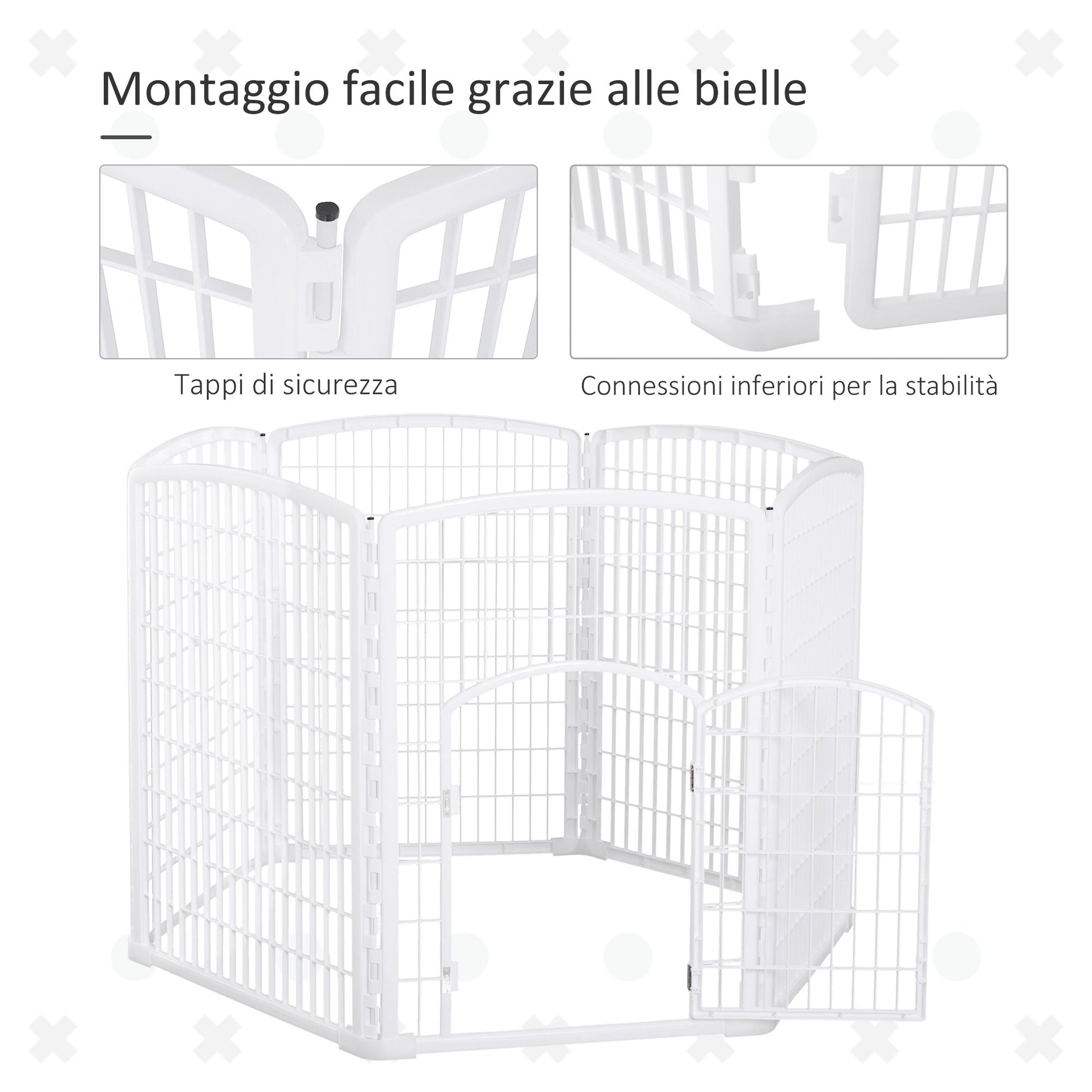 Pawhut Fence for Dogs For Pets 6 Panels 65 x 95 cm resistant plastic - Borgè