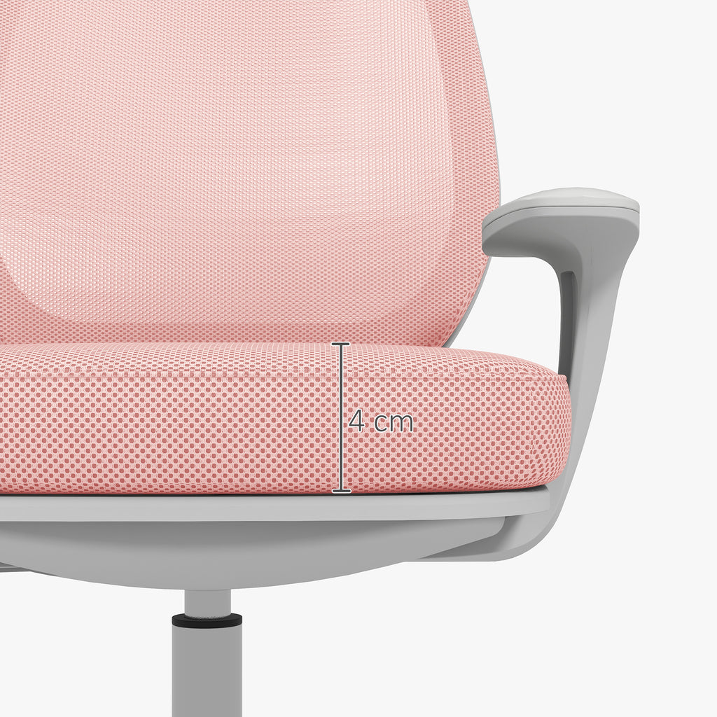 Ergonomic office chair and reclining at adjustable height with 5 wheels, 55x48x82.5-94.5 cm, pink - Borgè