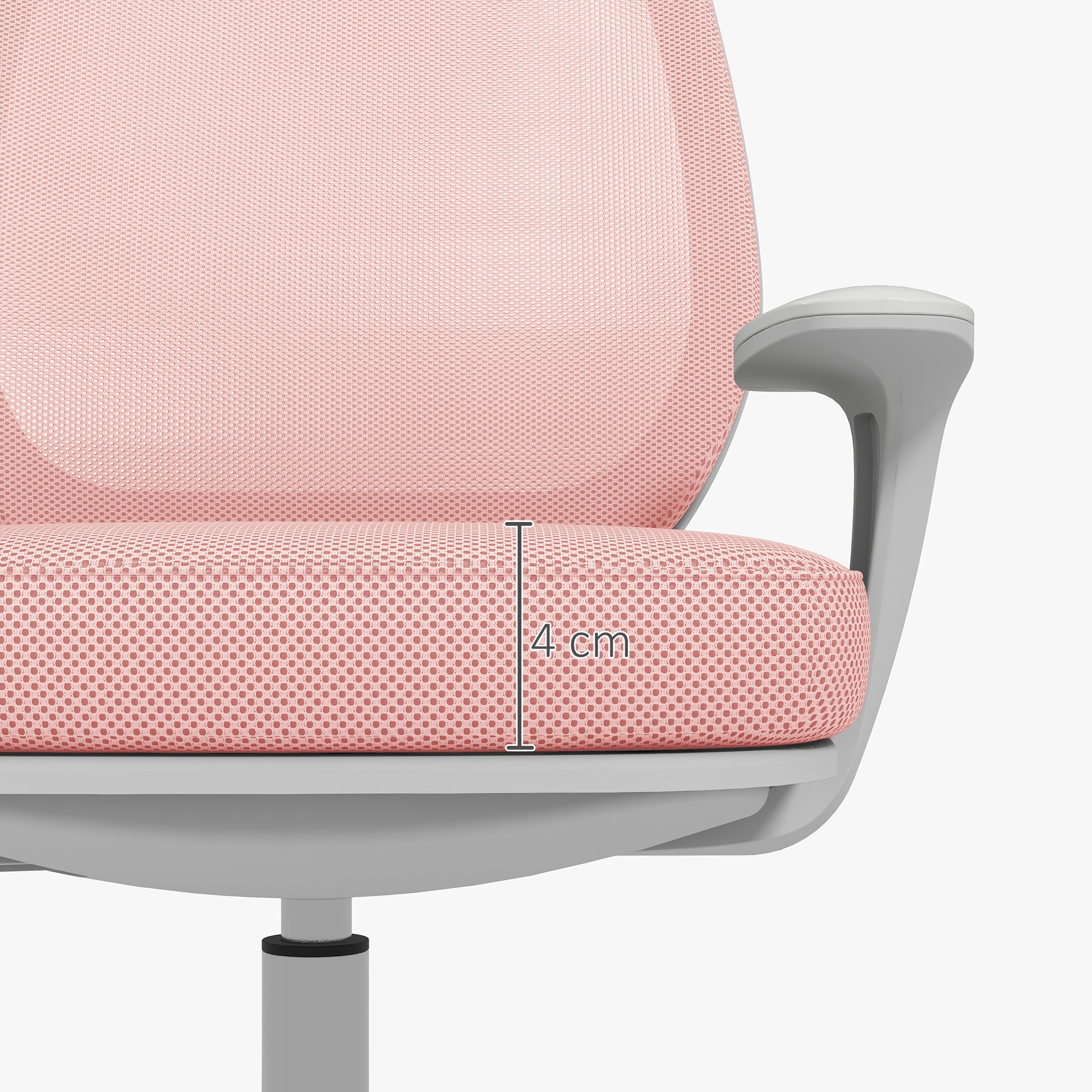 Ergonomic office chair and reclining at adjustable height with 5 wheels, 55x48x82.5-94.5 cm, pink - Borgè
