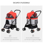 Foldable Dog Stroller with Removable Carrier and Canopy, 82x49. 5x98cm, Red - Borge' Group Limited