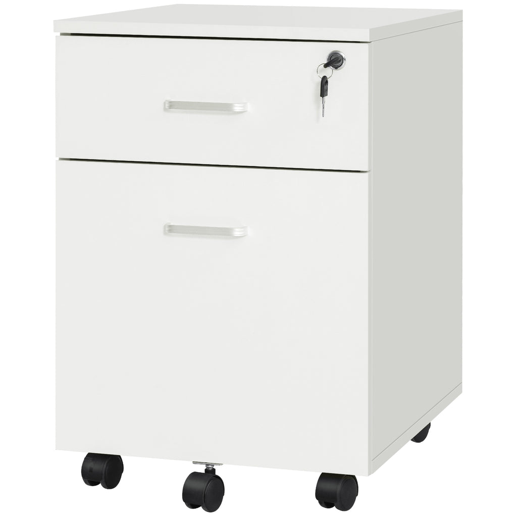 Vinsetto White Lockable 2-Drawer File Cabinet - Borgè