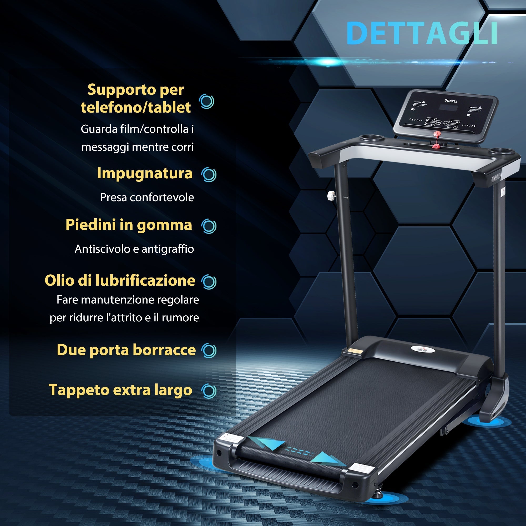 Folding Electric Treadmill Space-Saving, Professional Treadmill with 12 Preset Programs and LCD Screen for Home or Office Training, 1-12km/h, Black - Borgè