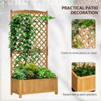 Outdoor Planter in Fir Wood with Raised Vertical Design, 90x45x180 cm, Yellow - Borge' Group Limited