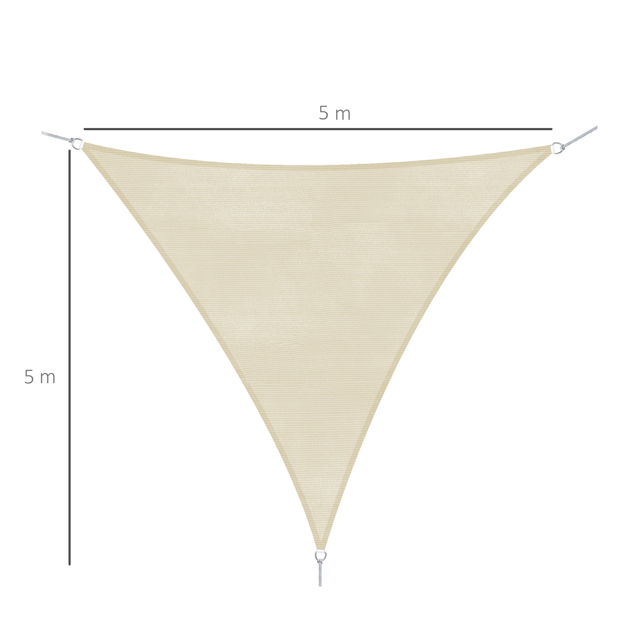 Triangle Sail Shade Lightweight Water Resistant Fabric Blocks 90% UV Rays HDPE (High Density Polyethylene) Cream 5x5x5m - Borge' Group Limited