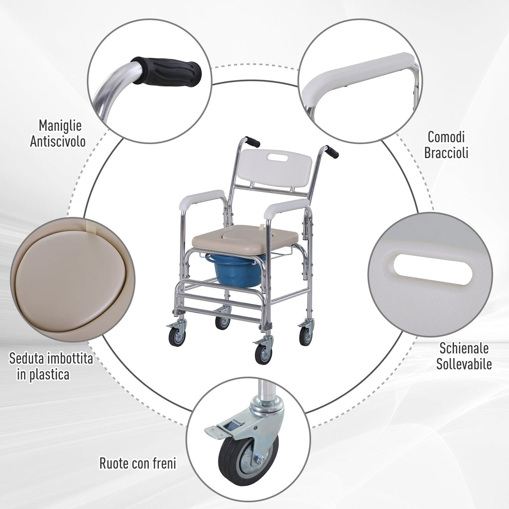 ECARE | Waterproof Wheel Chair with removable vase toilet for the elderly/disabled - Borgè